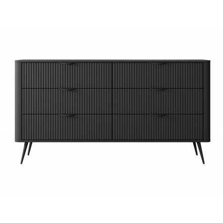 Komoda z szufladami 163 cm ryflowane fronty zaokrąglone boki LANETT